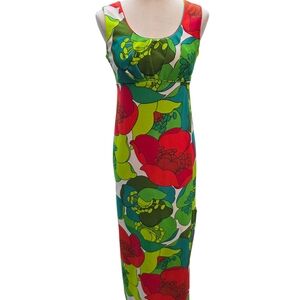 Vintage MALIHINI HAWAII* Floral Sleeveless Maxi Dress - Multicolor